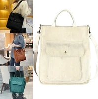 women bag corduroy shopping organizer shoulder bags large handbags girls school satchels 2022 tote crossbody with outside pocket
