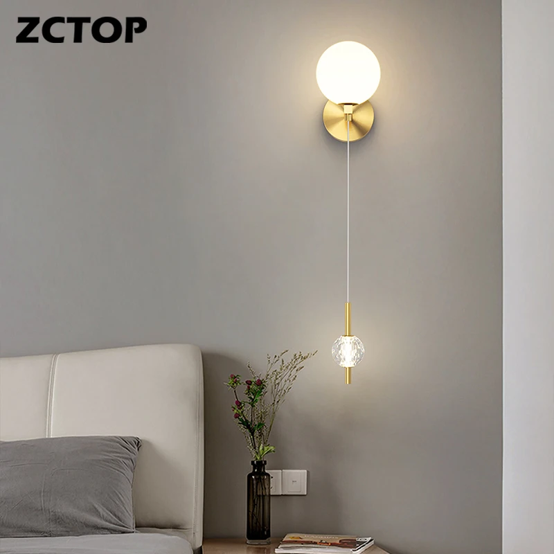 

Full Copper LED Modern Wall Lights Home Indoor Decor Wall Lamps Gold Bedside Lights for Living Room Bedroom Kitchen Wall Sconces