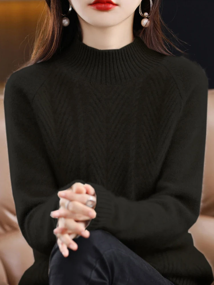 Erdos кашемировый свитер женский утолщенный с воротником до половины осенне-зимний