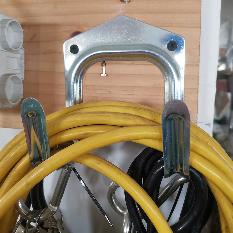 

Silver Iron Tool Storage Wall Double Hook Hanger Holder with Screw for Gardening Hardware Tools and Household Item