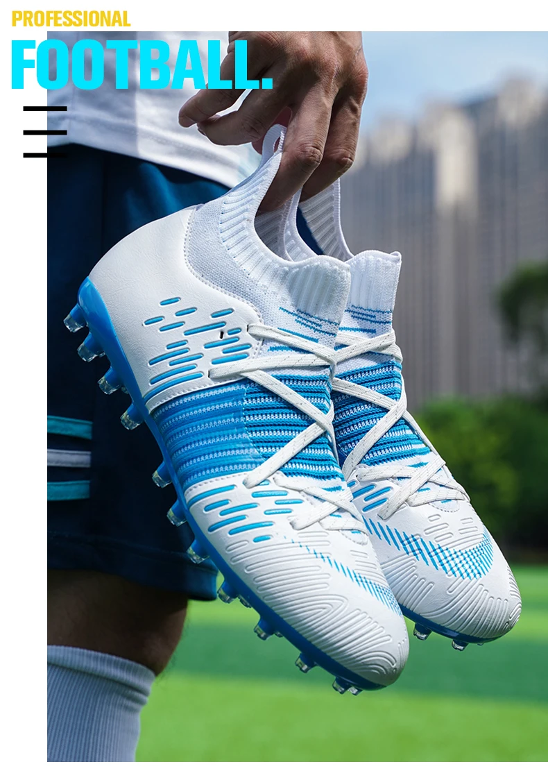 Men High Top Football Boots FG/TF Anti-Slip Soccer Shoes Kids Training High Ankle Soccer Boots Outdoor Long Spike Sneakers 2023