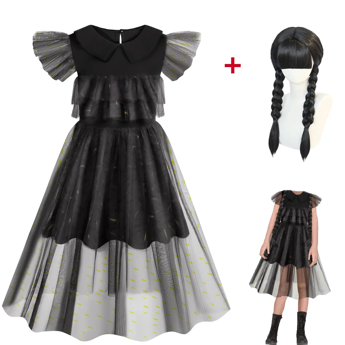 

LZH Wednesday Addams Movie Dress Cosplay Costume For Girls 2023 Vestidos For Kids Carnival Costumes Girl Party Dresses 4-10 Year