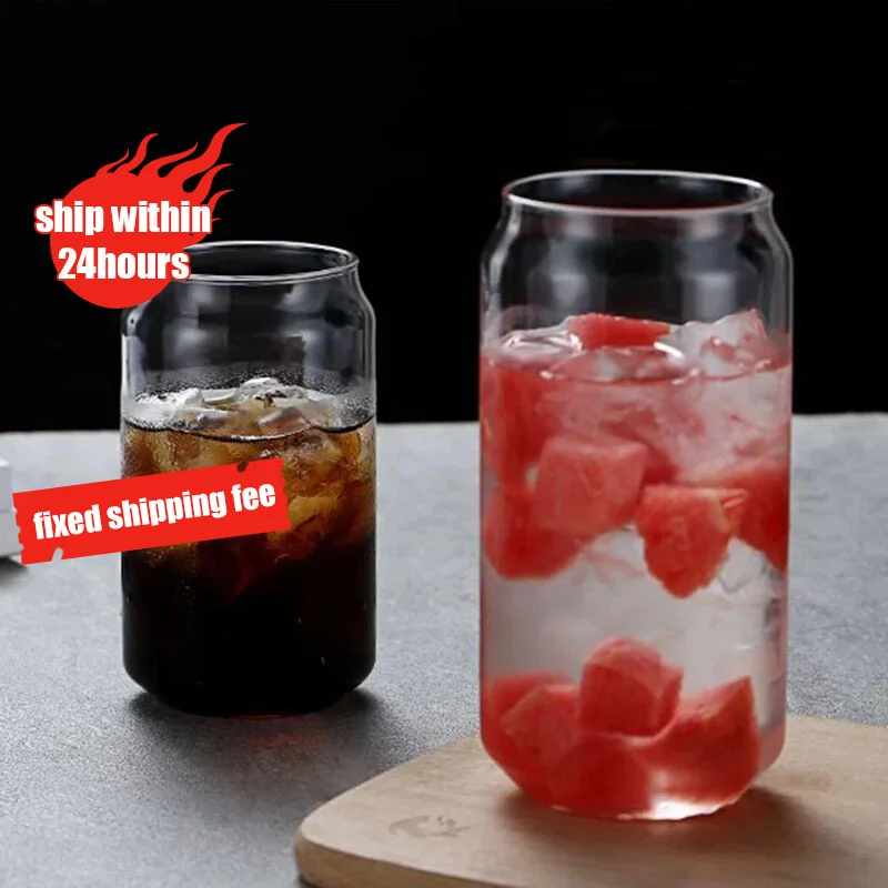 

2-6pcs 420-600ml Cola Glass Cup Can Shape Creative Drinkware Tea Juice Milk Coffee Wine Drinking Cup Durable Water Tumbler Set