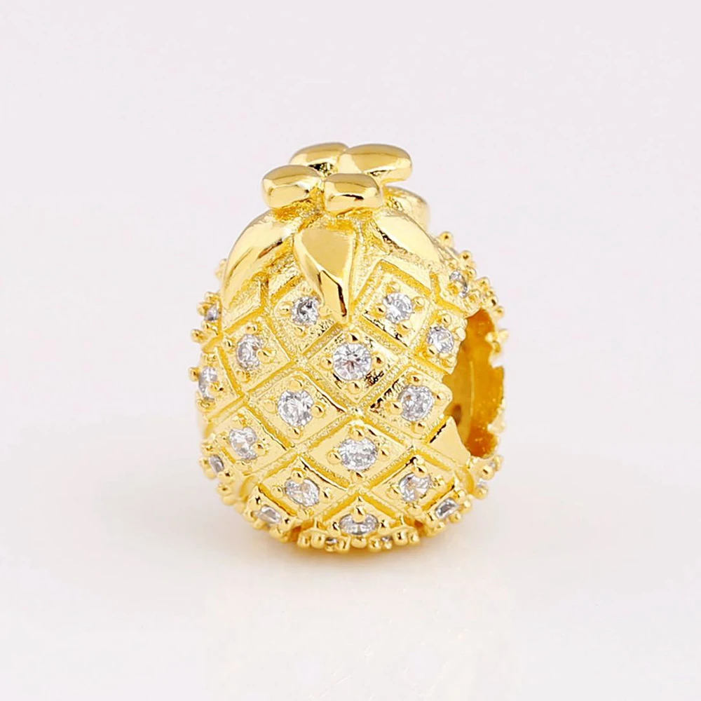 Подлинные блестящие подвески в виде ананаса подходят для женских браслетов Pandora