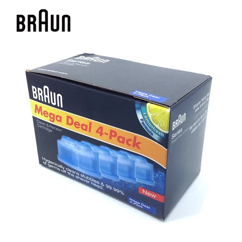 Бритвенный картридж Braun Clean & Refresh с автоматическим очищающим центром очищает зубцы и микробов от головки бритвы