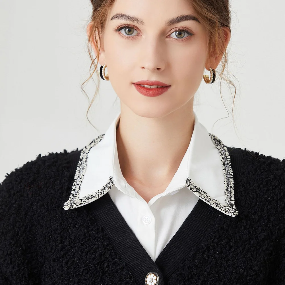 

Costume Faux Collar Autumn And Winter Blouse Fake Detachable Women's White Cotton Simple Design Miss