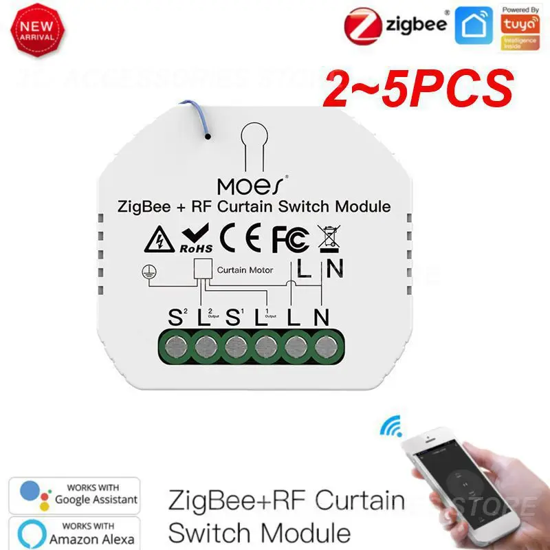 

Пульт дистанционного управления Tuya Zigbee, умный модуль переключения для штор с голосовым управлением, таймер, 2-5 шт.