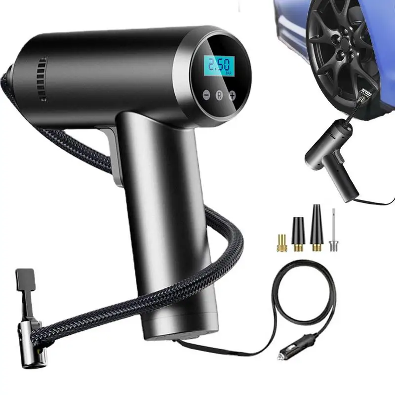 

Car Air Pump Portable Air Compressor Real Time Digital Screen Inflatable Pump Multipurpose Air Pump 3 Additional Nozzles Pump