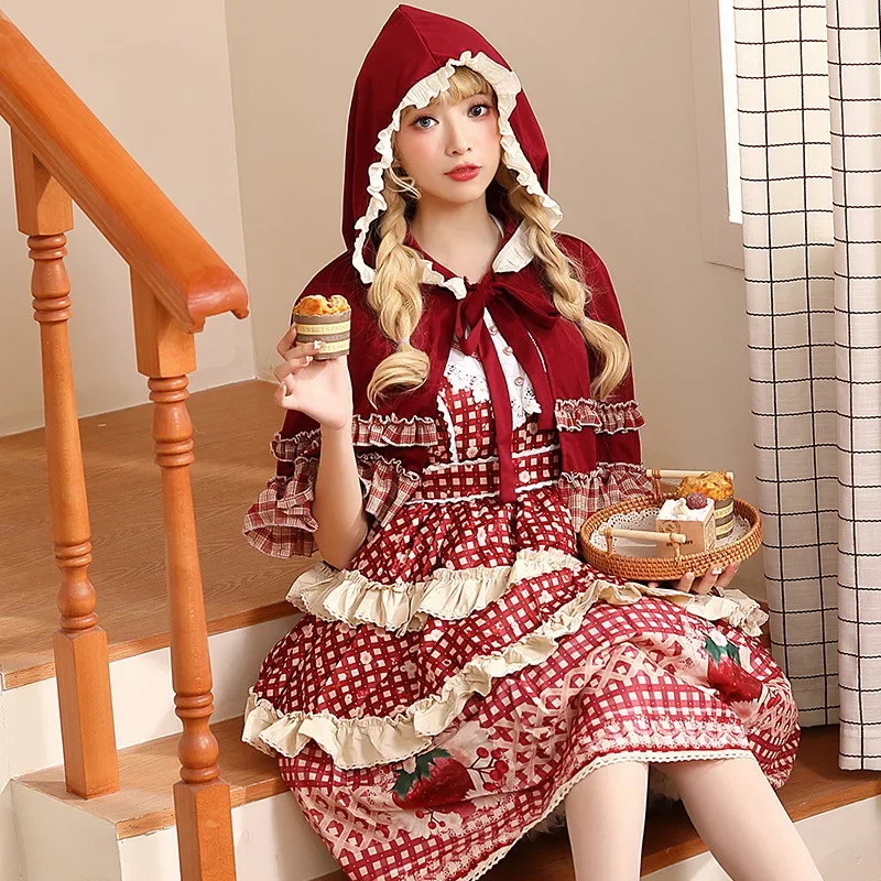 Женский маскарадный костюм красного цвета с капюшоном для Хэллоуина