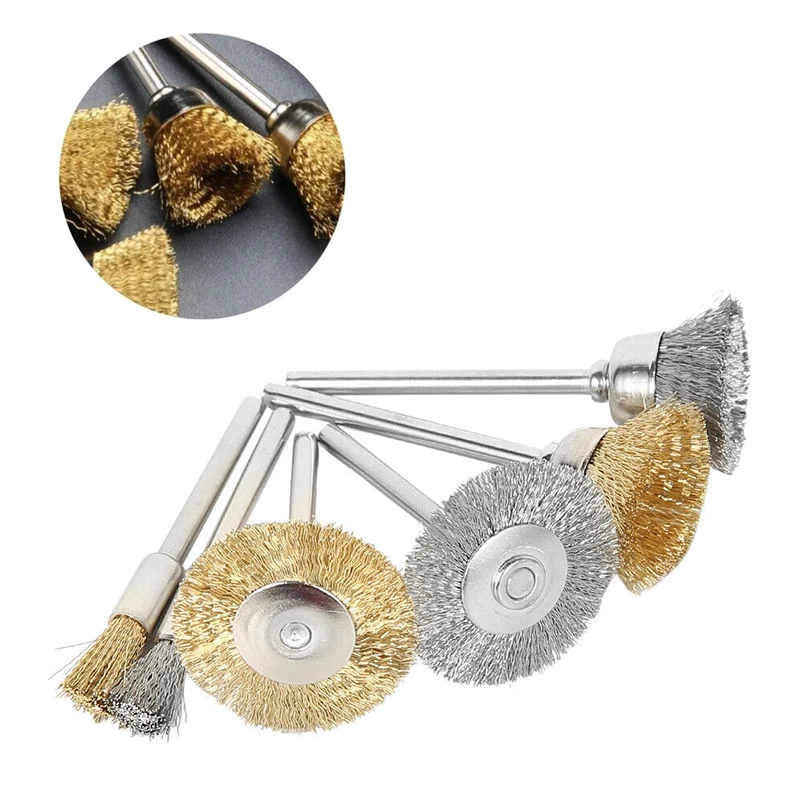 

42pcs Metal Copper Wire Wheel T-type Polishing Brush Set Mold Grinder Engraving Machine Rotary Power Tool Hand Tools Brushes