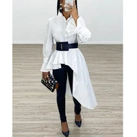 solid color sexy slim irregular shirt fashionable commuter ladies top spring autumn 2022 new