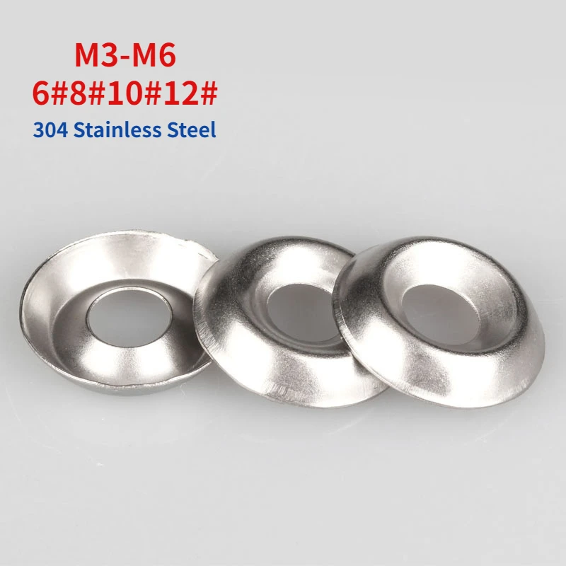 

6# 8# 10# 12# 304 Stainless Steel Fisheye Gaskets Standard Metric Concave-Convex Gasket Hollow Bowl-Shaped Decorative Washers