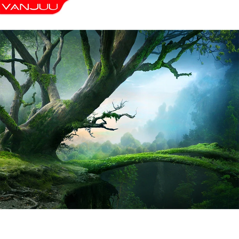 

New Big Tree 5Ddiy Diamond Painting Landscape Cross Stitch Kit Diamond Embroidery Rhinestone Mosaic Interior Decoration Gift