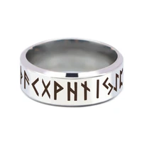 men ring stainless steel fashion style men double letter rune words odin norse viking amulet retro rings jewelry