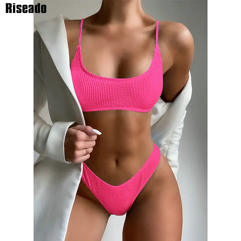 

Riseado, ребристые сексуальные женские купальники, бикини, пуш-ап, женские купальники, новинка 2022, бразильский комплект бикини, Одноцветный куп...