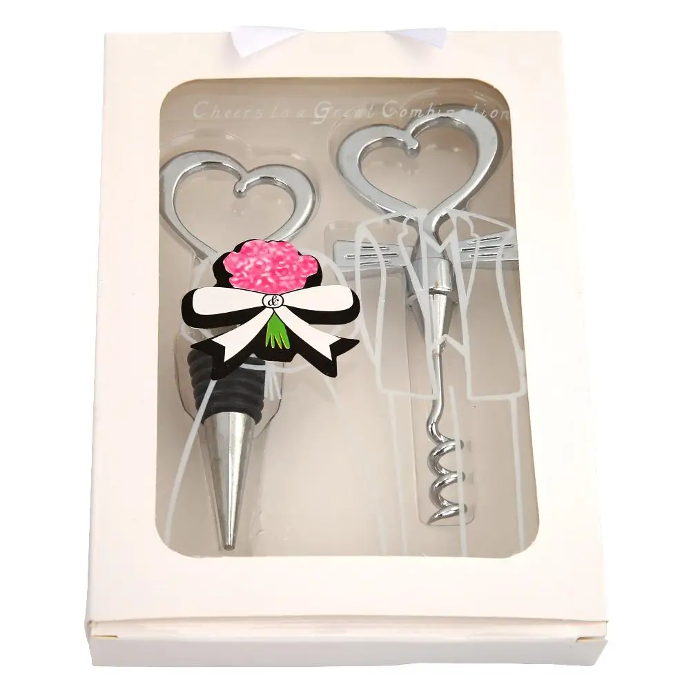 

Love Heart Corkscrew Wine Bottle Opener Stopper Set Wedding Gifts Supplies Bar Kitchen Gadgets 2020 New Festival Dinner Decor