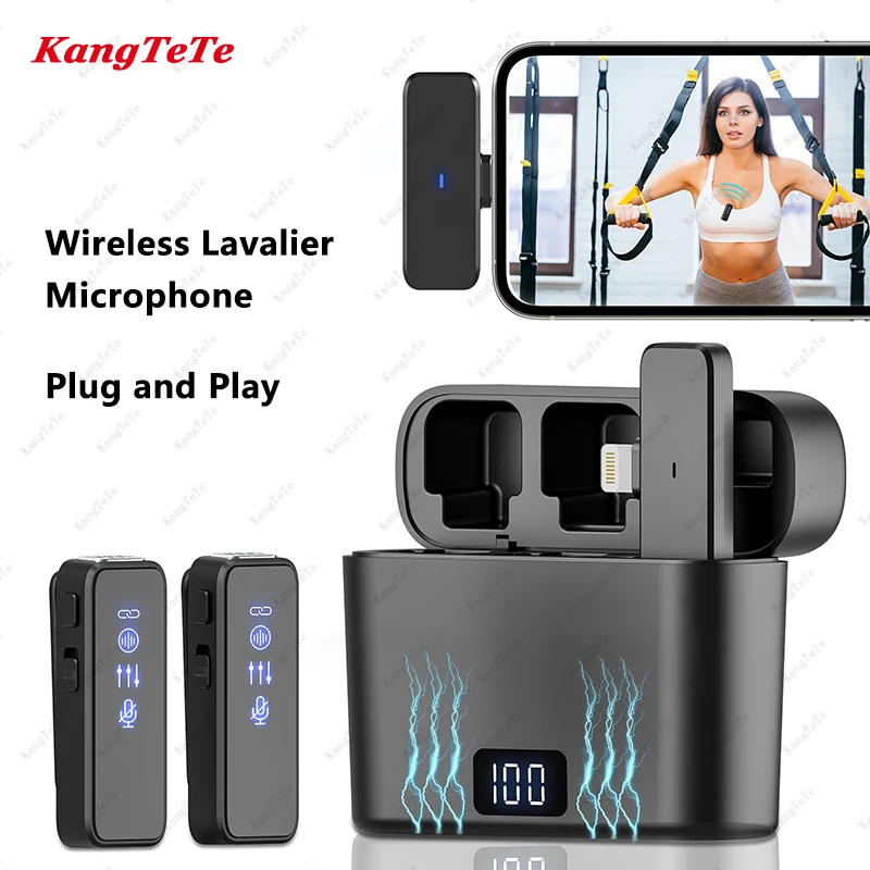 Wireless Lapel Microphone Portable Mini Mic Noise Reduction Audio Video Recording Microphone For iPhone Type-C With Charging Box Wireless Lapel Microphone Portable Mini Mic Noise Reduction Audio Video Recording Microphone For iPhone Type-C With Charging Box