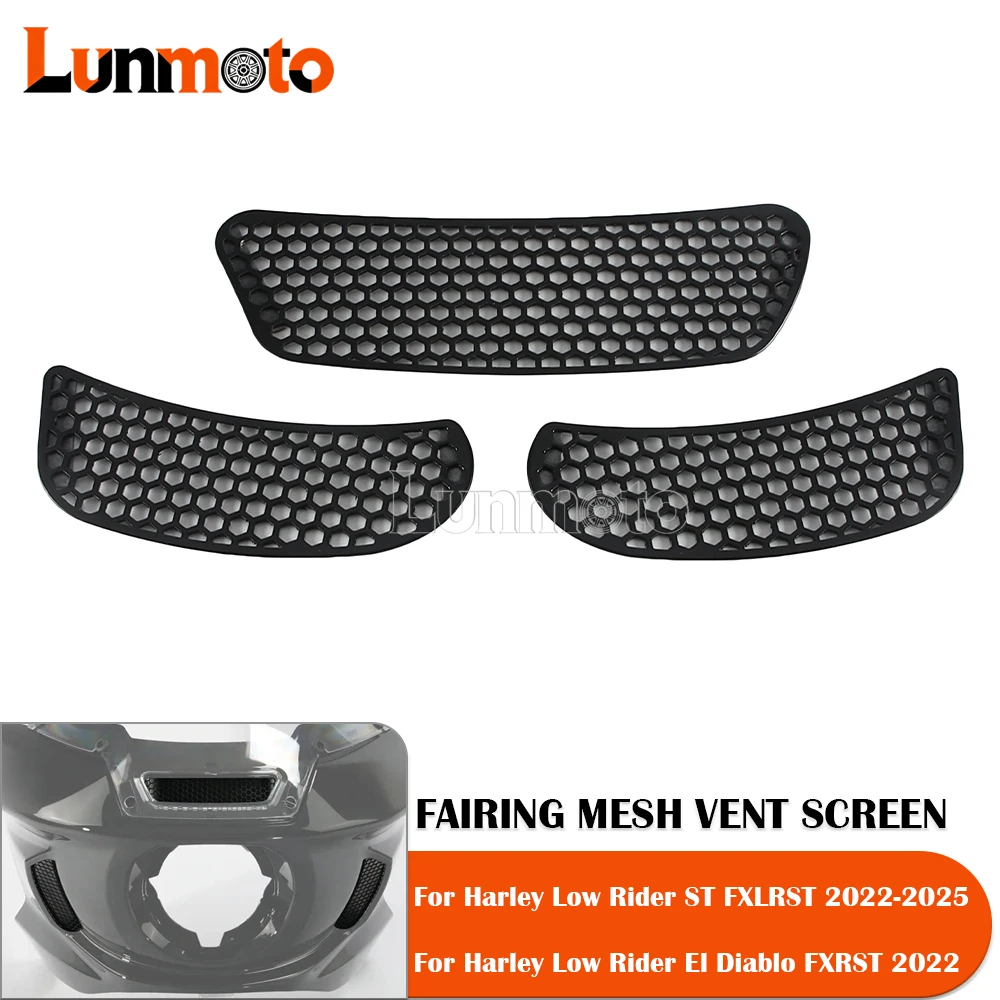 Фото Защитные решетки для воздухозаборников для Harley Softail 2022-2025 Low Rider ST FXLRST 2022 Low Rider El Diablo FXRST, черный алюминий №1