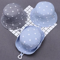children denim sun hat stars fisherman cap spring and autumn baby windproof flat hat for infant girls boys