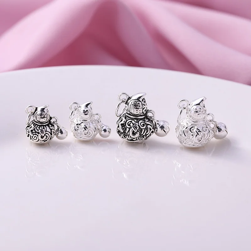 (Low Voice) 925 Sterling Jewelry Accessories Six Words Mantra Gourd Small Bell Pendant DIY Material Bracelet