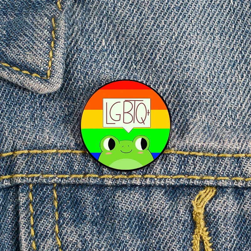 

Fashion LGTQ Rainbow Frog Custom vintage Brooch Shirt Lapel teacher Bag Badges Cartoon gift brooch pins for Lover Girls Friends