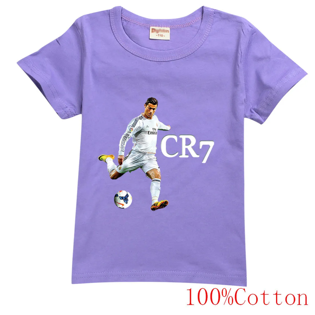 Хлопковая футболка для подростков CR7 мальчиков топы маленьких девочек школьная