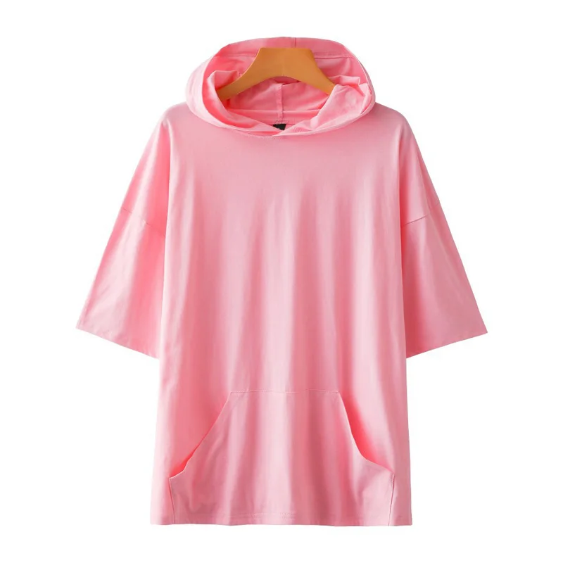 

Large Size Women's Summer Loose Short-Sleeved T-shirt Bust 144cm 5XL 6XL 7XL 8XL 9XL Solid Hooded Top 5 Colors