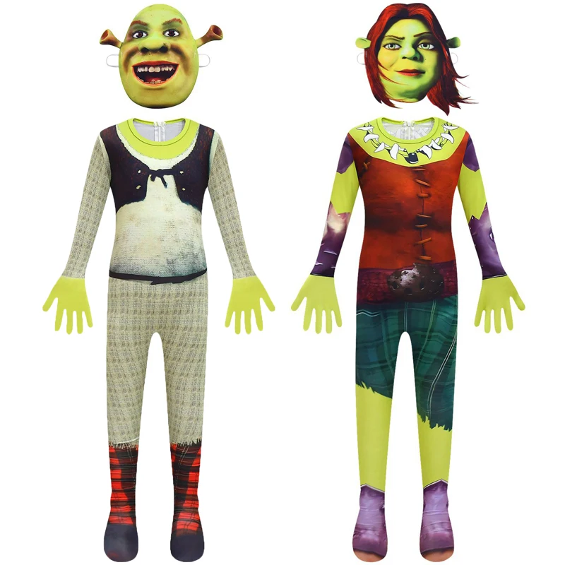 Зеленая Шрек искусственная кожа костюм для косплея из фильма Карнавальная маска