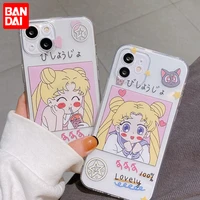 bandai cute pink sailor moon clear silicon couple phone case for iphone 7 8 plus xr xs xs max 11 12 13 pro max case for girl