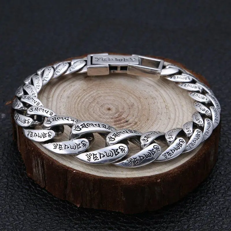 

Six-character Mantra Bracelet Men's Retro Domineering Bracelet Personality Fashion Exaggerated Trendy Bracelet Jewelry