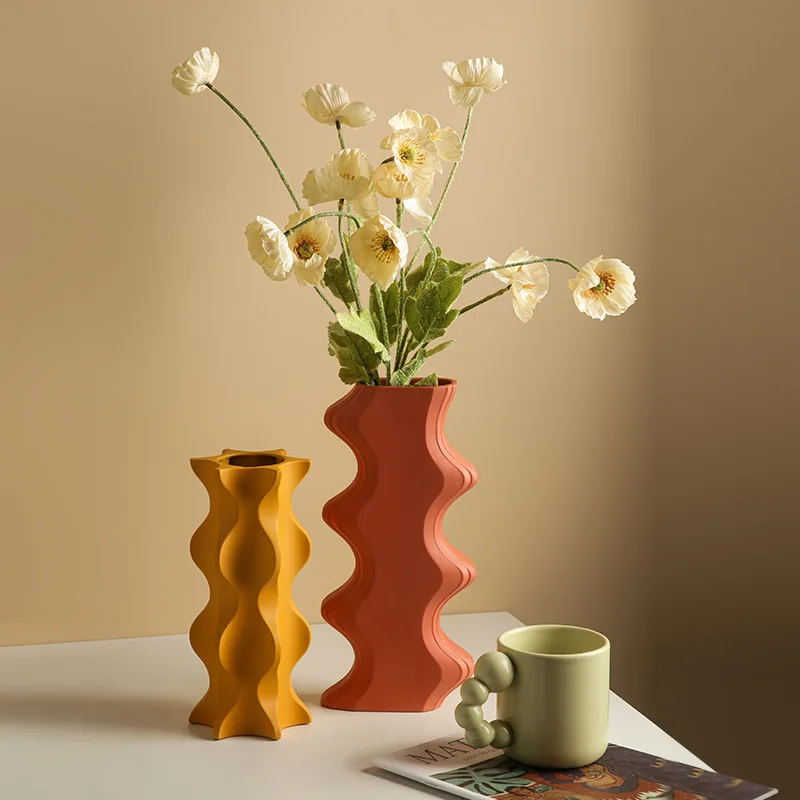 

Nordic geometric vase ceramic living room flower arrangement dried flower decoration color art porch model room flower device