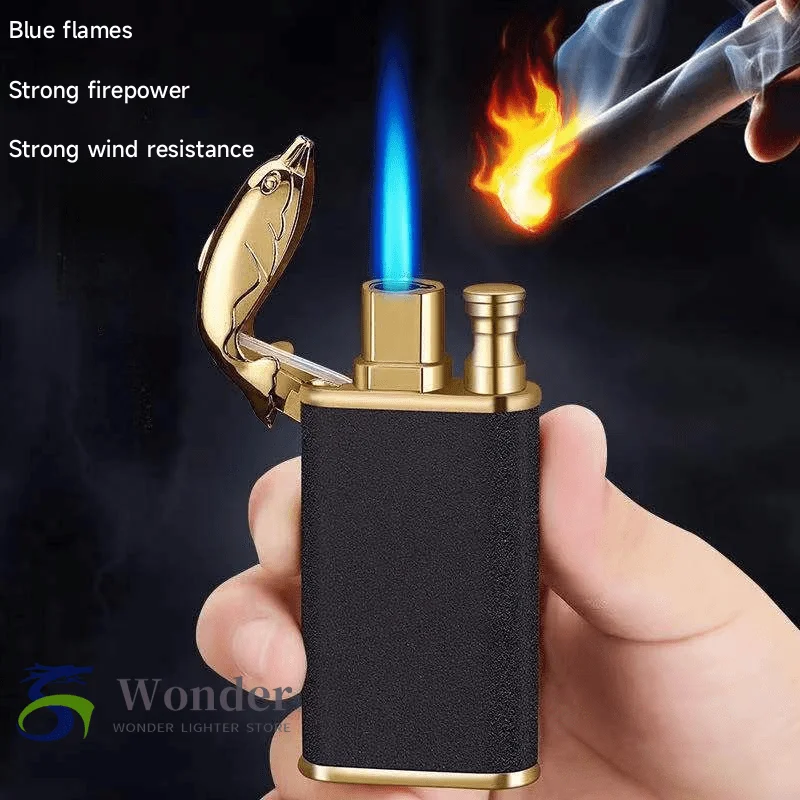 

Jet Bule Flame Open Fire Windproof Inflatable Crocodile Lighter Men's Gift Creative Dragon Double Fire Lighter