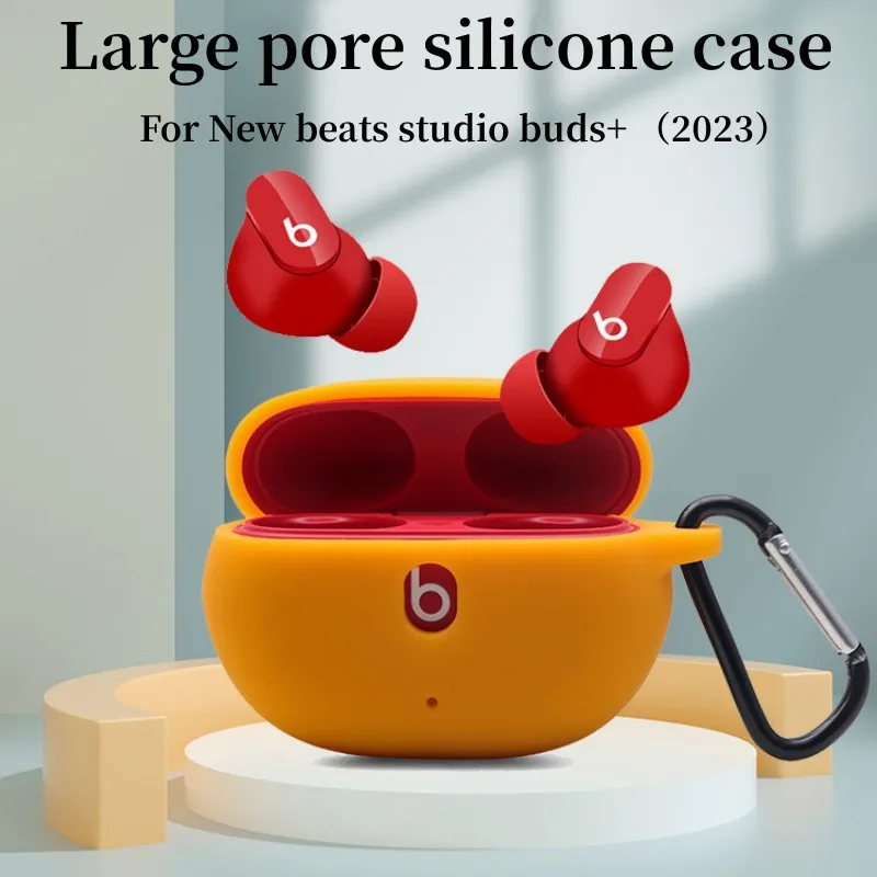 

For 2023 new Beats studio buds+（2023）cover macropore Soft silicone material case With hook antifall cases For Beats studio buds