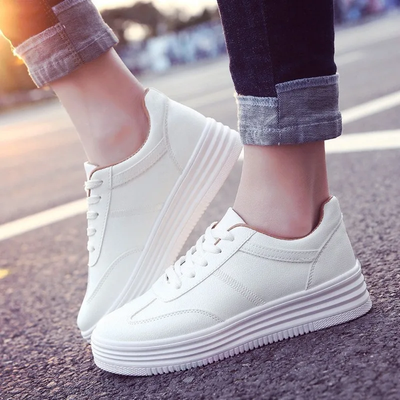 Spring Autumn Fashion Sneakers Women Casual Flats Shoes Woman PU Leathers Low Cut Breathable Comfortable Ladies Shoes Loafers