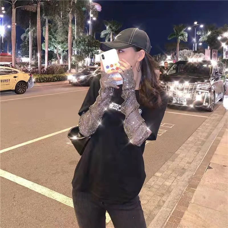 Черные стразы готические повседневные манжеты женские эмо альт Harajuku панк