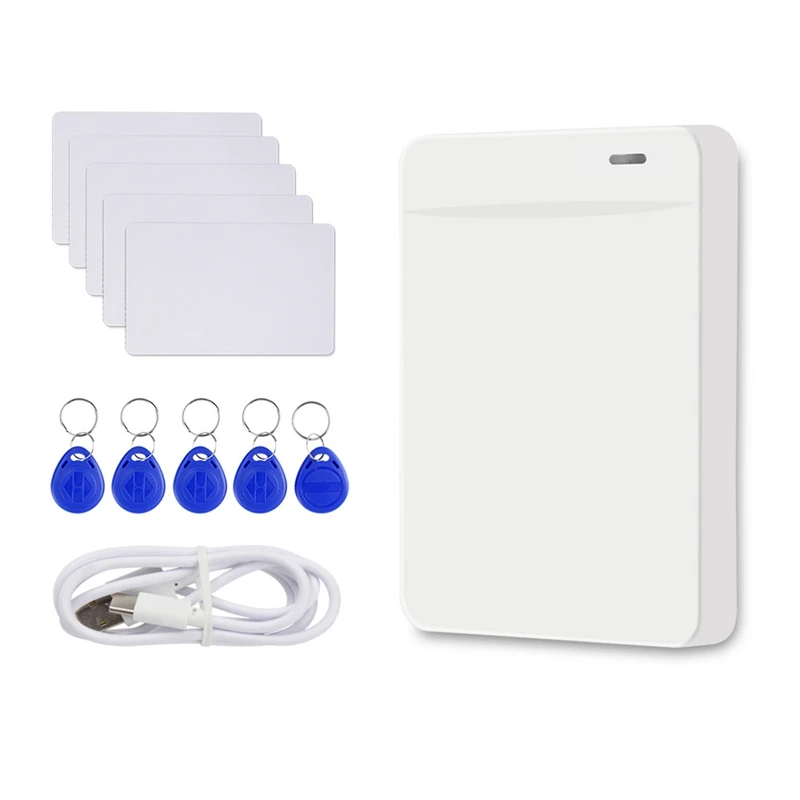

RFID Reader Writer 125Khz 13.56Mhz Copier Duplicator USB Programmer With 5Pcs UID And 5Pcs T5577 Key Fob Card