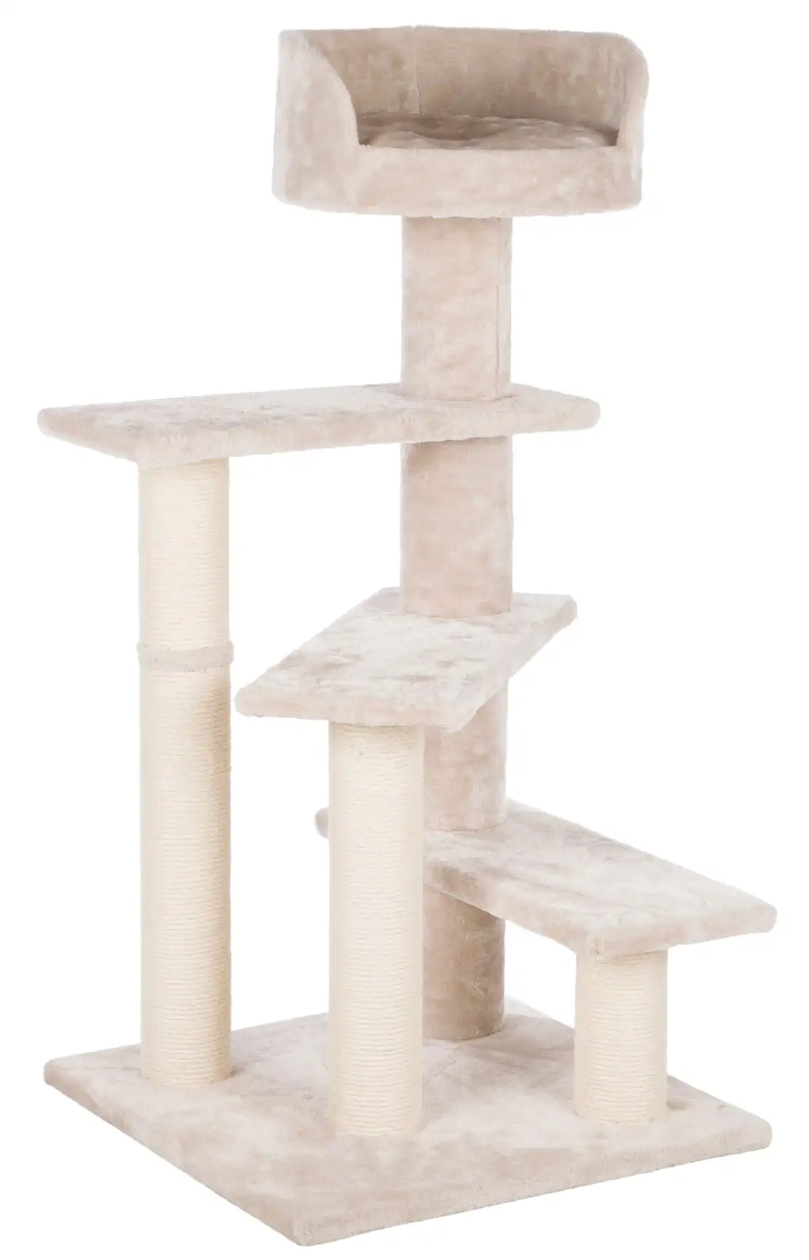

Tulia Senior Plush & Sisal 4-Level 40.2" Cat Tree with Scratching Posts & Bed with Backrest, Light Gray-Greige