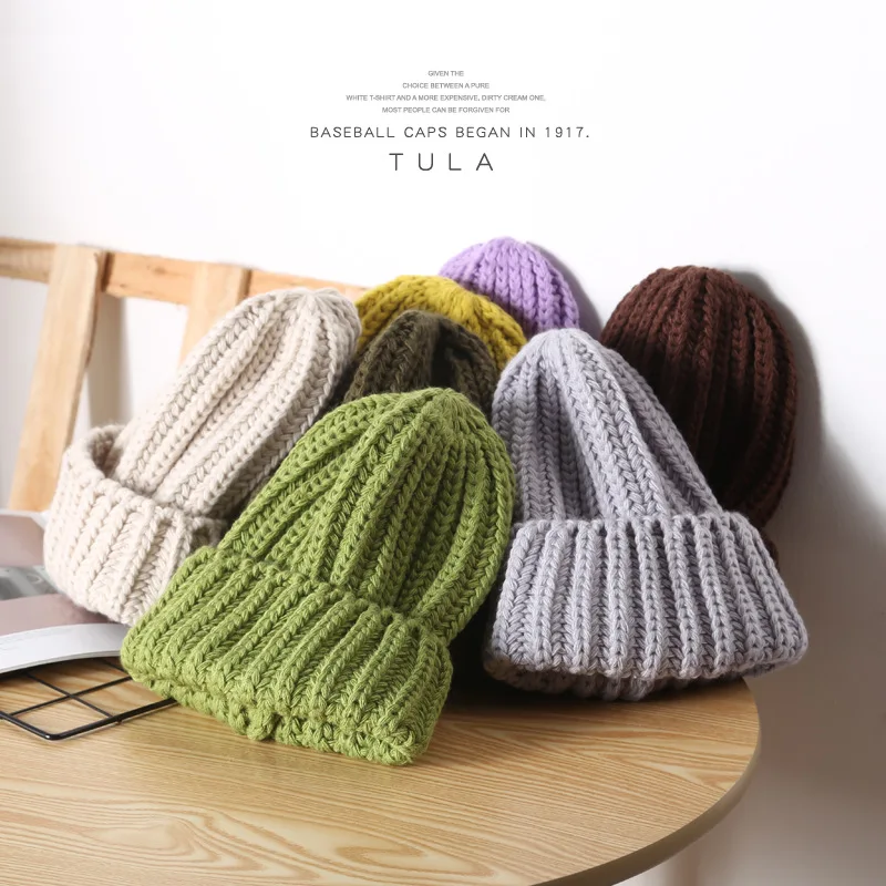 

Beanies for Women Hip Hop Hat Winter Fashion Simple Thick Lines Woolen Cap Warm Knitted Hat Couples' Cap Winter Hat for Kids