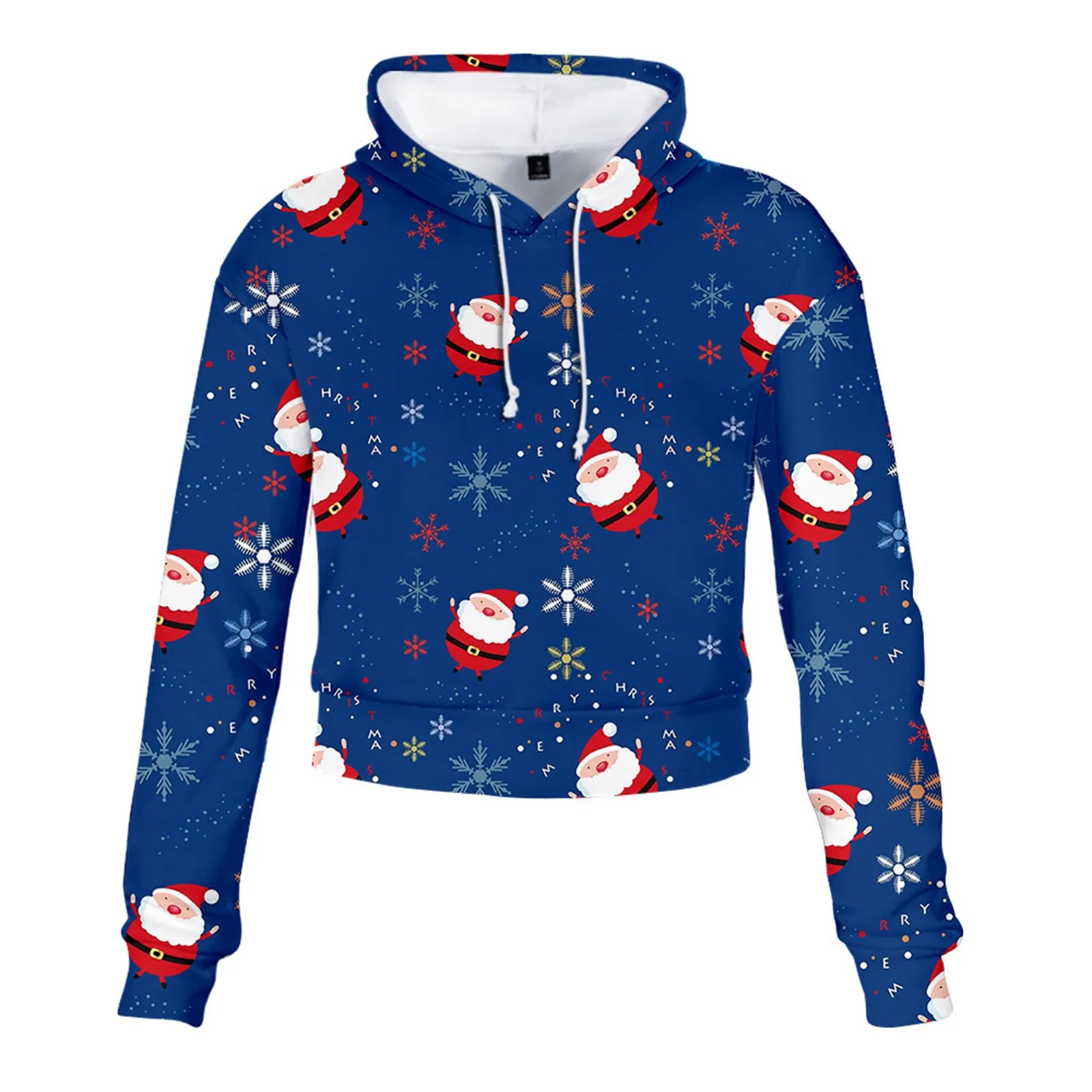 

Женский Укороченный свитшот с длинным рукавом и принтом снеговика