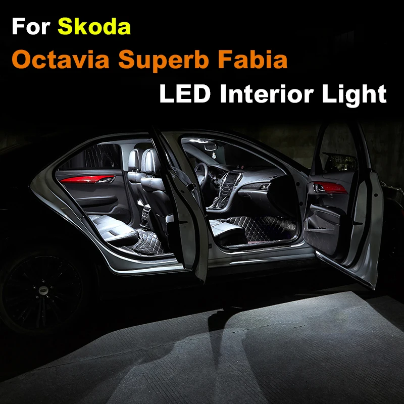 

No Error Interior LED For Skoda Octavia Superb Fabia MK1 MK2 MK3 1 2 3 Sedan Combi Canbus Vehicle Bulb Indoor Dome Map Light Kit