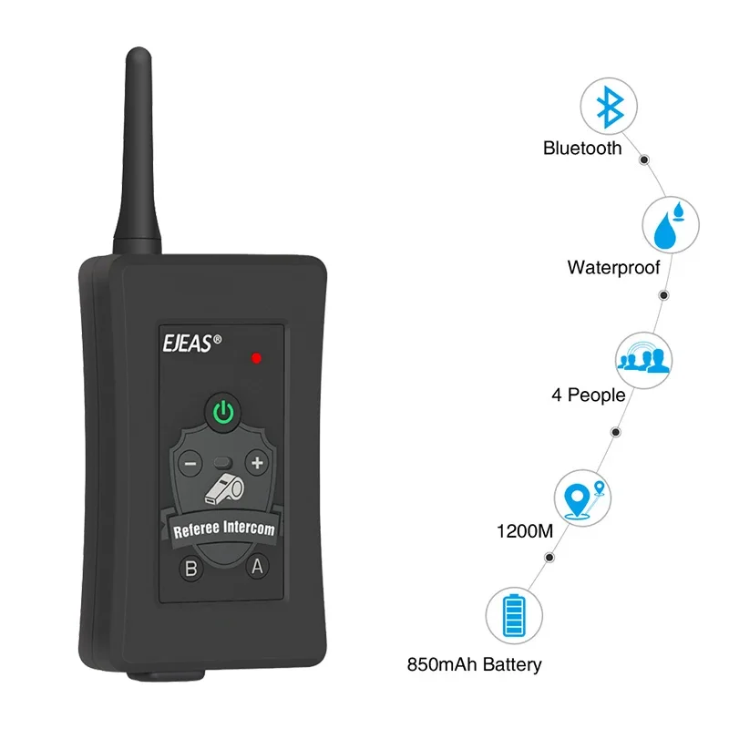 EJEAS 4-шт рация с Bluetooth-гарнитурой FBIM чемодан футбольный арбитр домофон