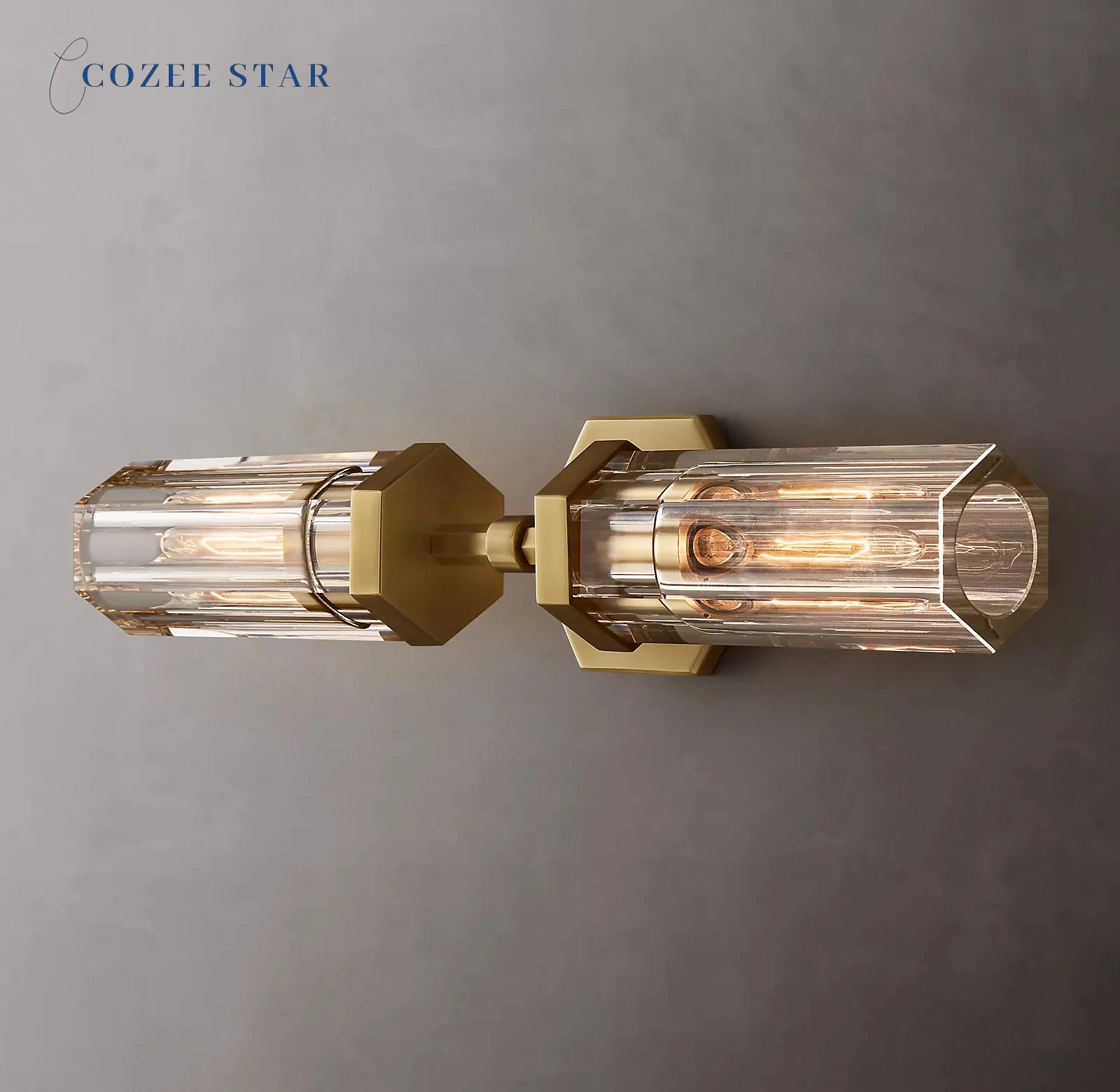 Современные шестиугольные линейные бра Lambeth в стиле ретро зеркальные латунные