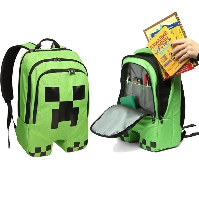 Minecraft Creeper ткань Оксфорд дорожный рюкзак персонажи аниме для мальчиков и девочек