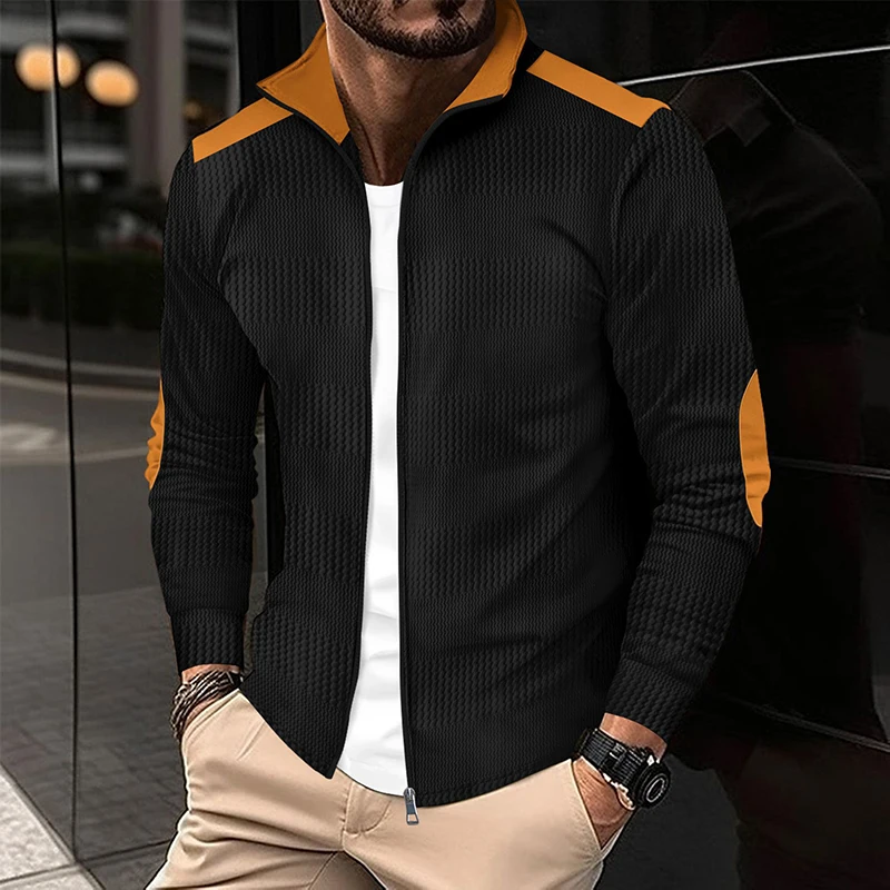 Мужская тонкая толстовка с воротником-стойкой повседневная свободная куртка на