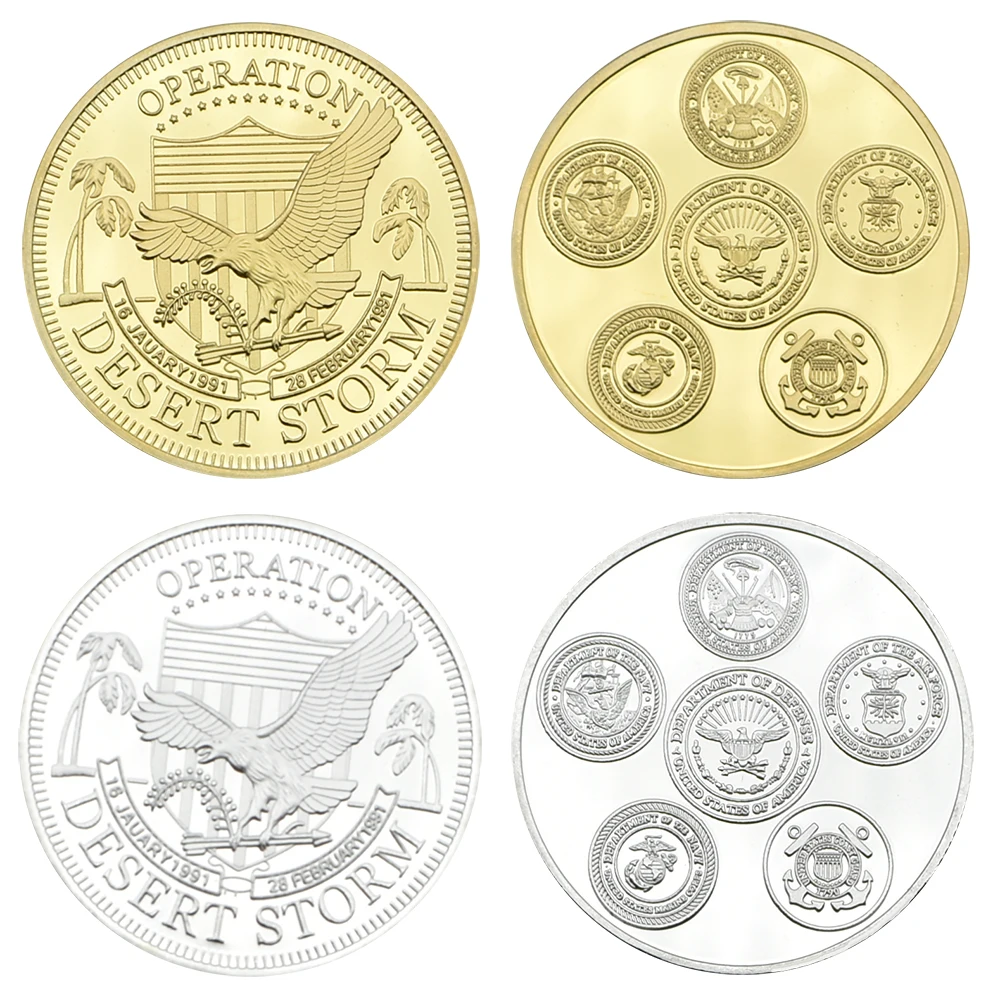 

1991 Yaer Operation Desert Storm Commemorative Coin Gold Plated Silver Metal War Coin Collection Business Gift
