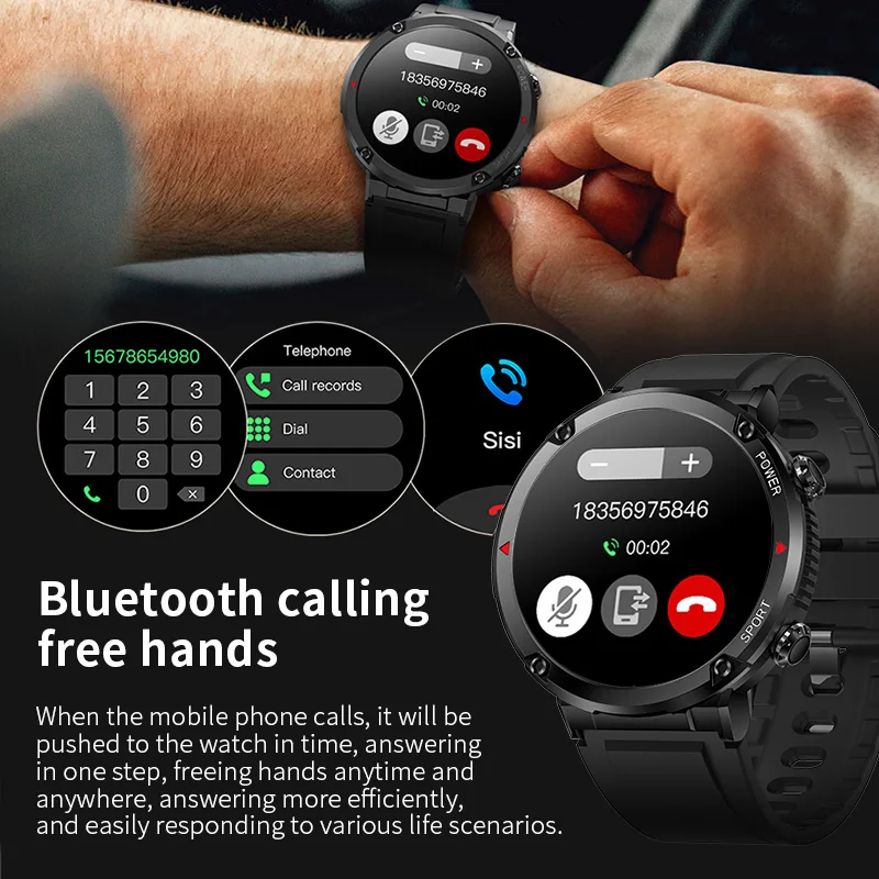 Смарт-часы LIGE мужские с Bluetooth-вызовом 1 6 дюйма 600 мАч