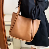 big soft leather shoulder bags for women large capacity casual totes bag designer travel handbag female solid color shopper bag