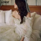 Весеннее разноцветное платье LORIE с открытыми плечами, без бретелек, с длинными рукавами-фонариками, женское платье невесты со складками
