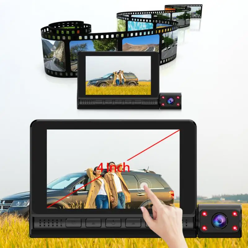 Автомобильный видеорегистратор с сенсорным экраном 4 дюйма Blcak Box IPS 1080P HD