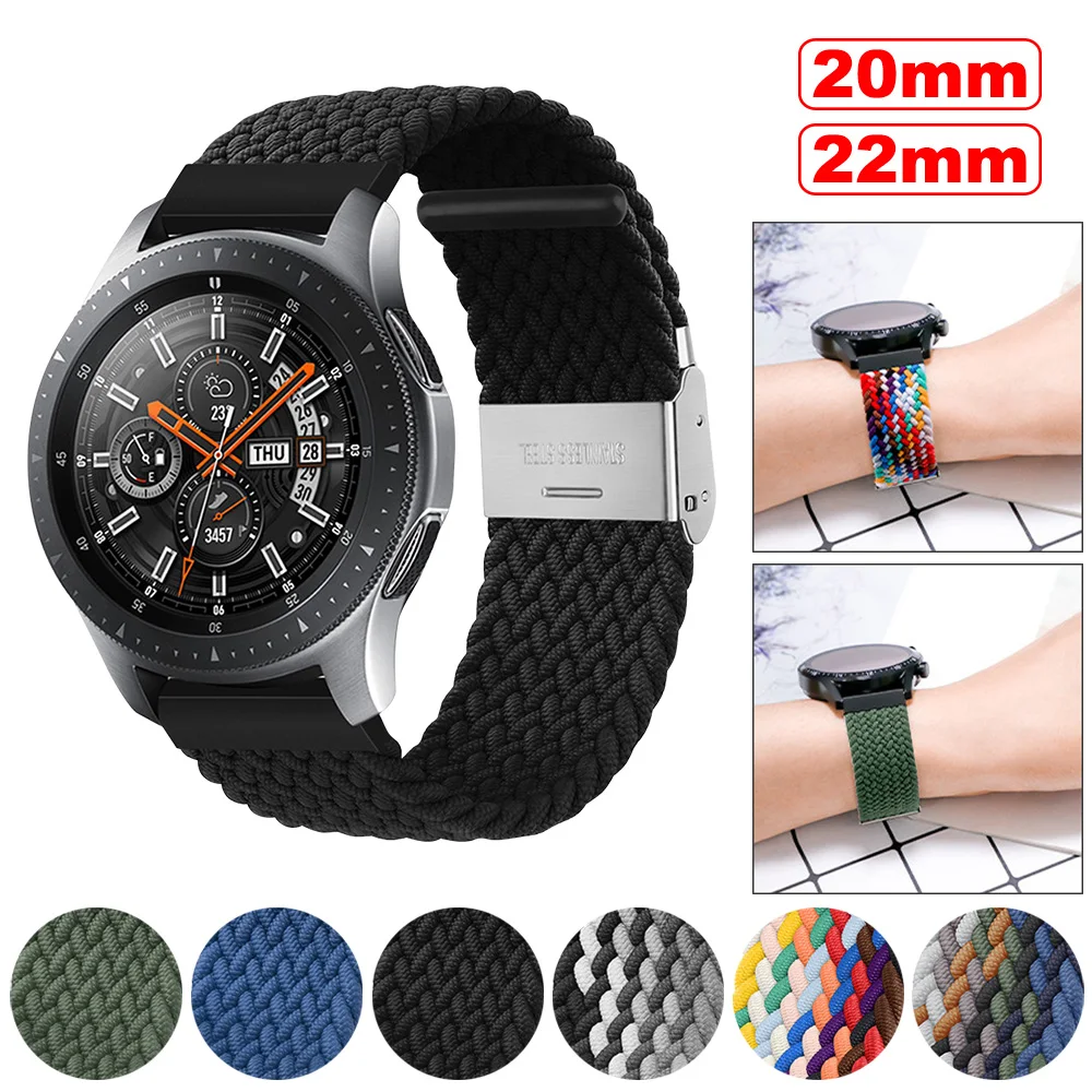 

20/22mm Nylon Braided Watch Strap with Buckle Men Women Adjustable Elastic Wrist Band For Apple Smart Watch Strap Replacement